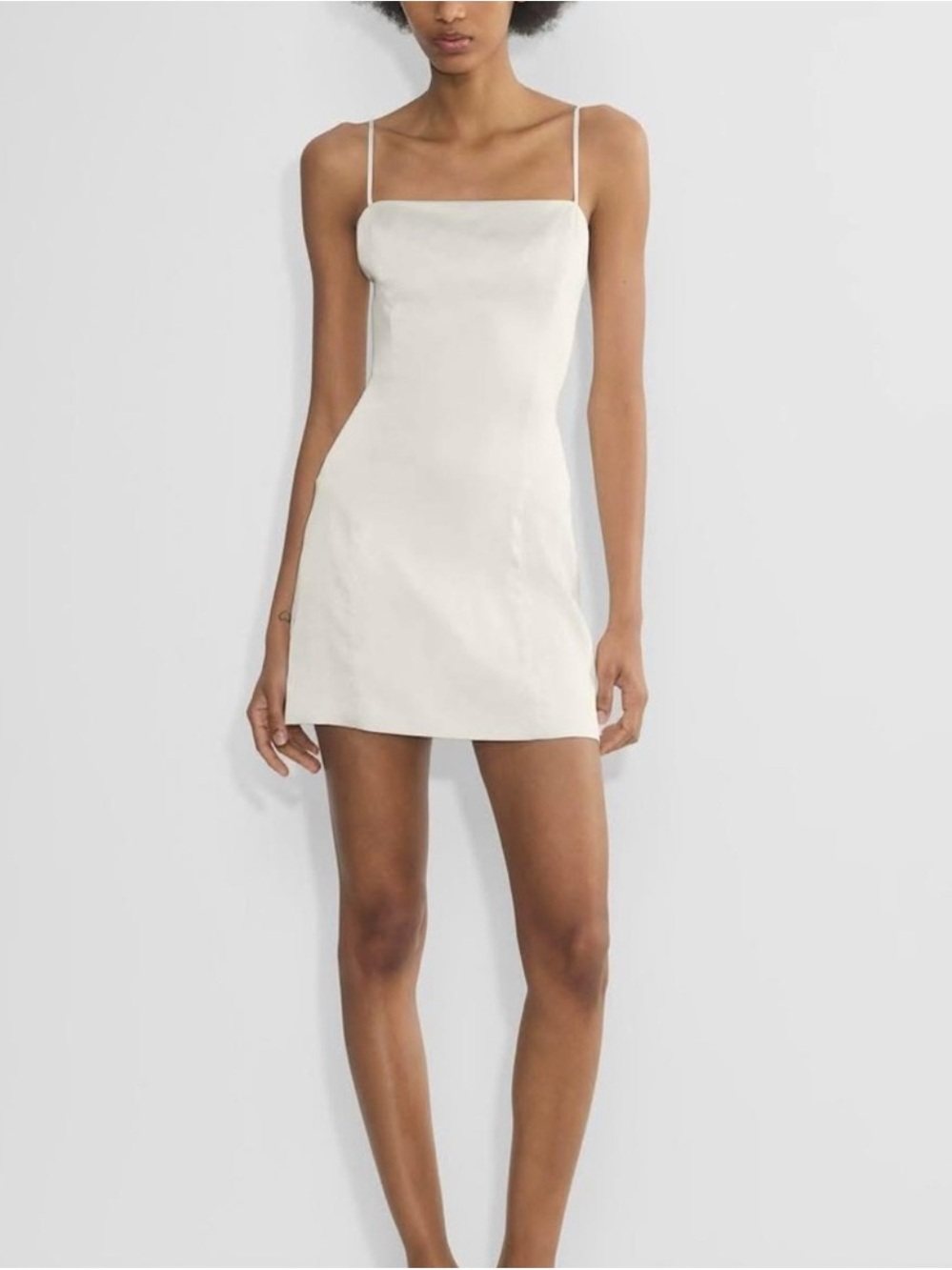 Aritzia Satin Slip Dress in Light Blue/Silver